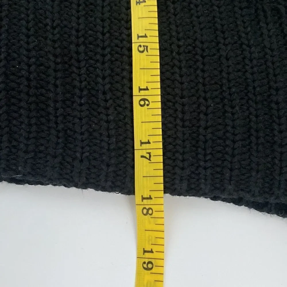 Free People Damsel Cable Knit Pullover Black Sweater Bell Sleeves Oversized XS